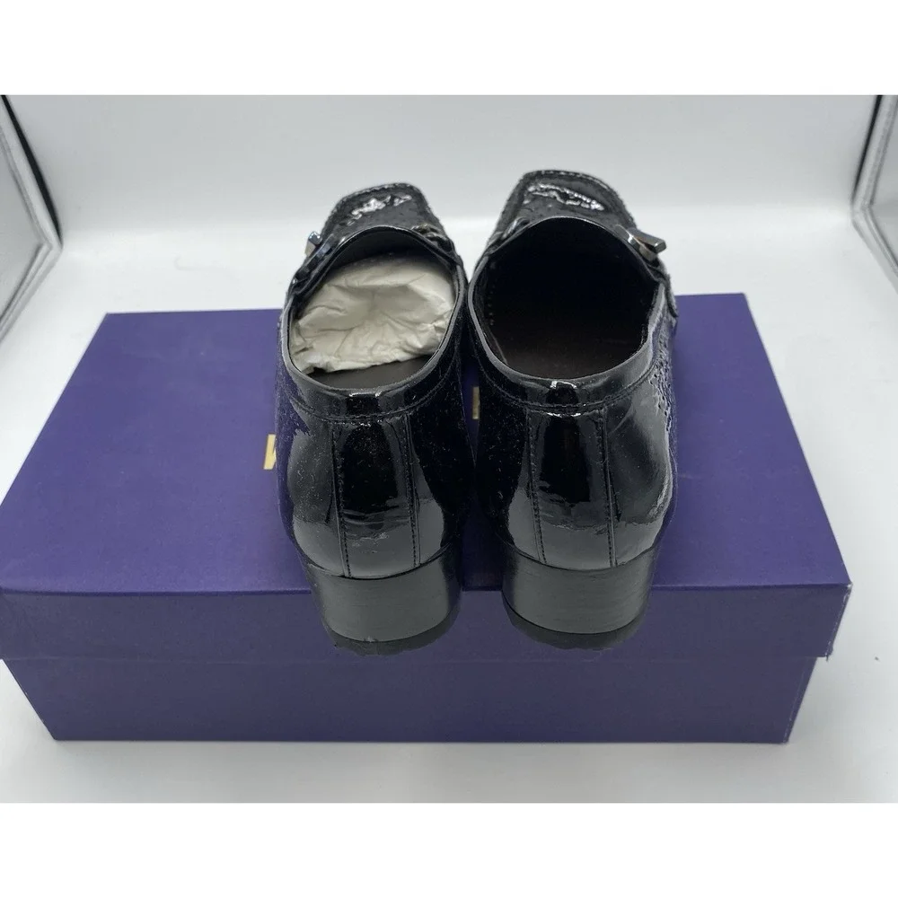Stuart Weitzman Women's‎ Patent Leather Loafer Wedges Black Size 6 M